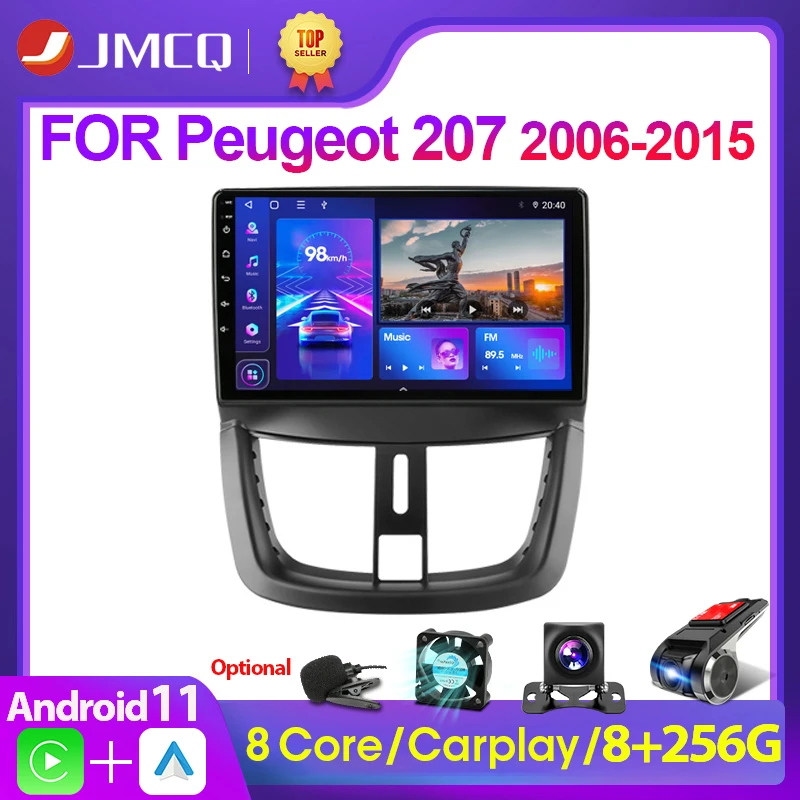 

JMCQ 9" Android 11 2DIN 4G NET+WiFi DSP Car Radio Multimedia Video Player For Peugeot 207 2006-2015 Navigation GPS 2 din Carplay