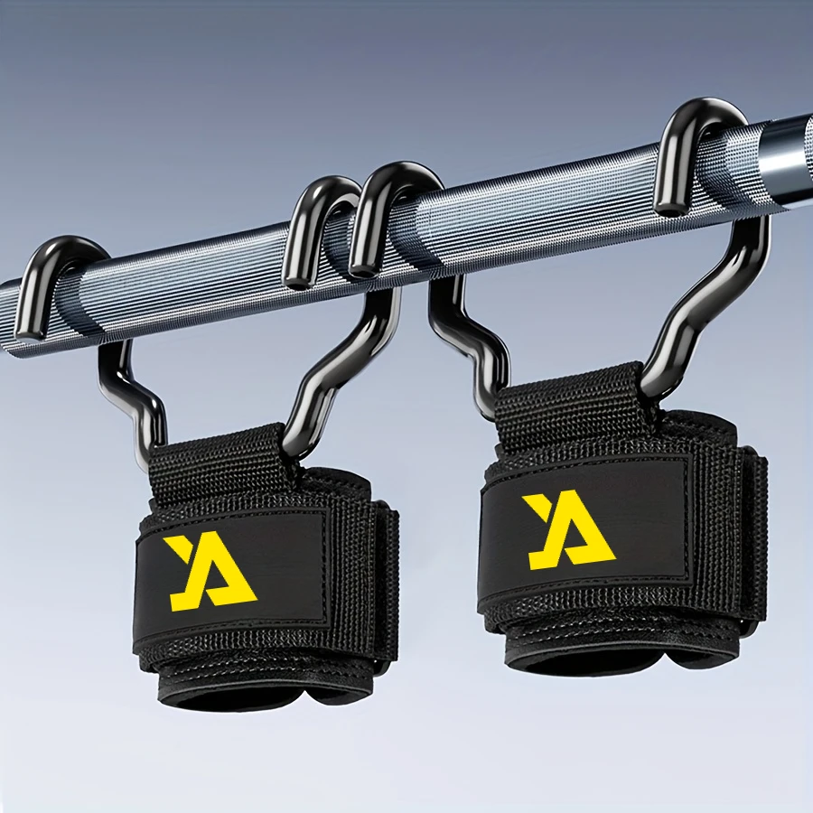 2pcs Weightlifting Hooks (Pair), Anti-Slip Rubber Coated Grip, Lift Barbell, Dead Buckle Chin Pulling Force Increase Fitness Str