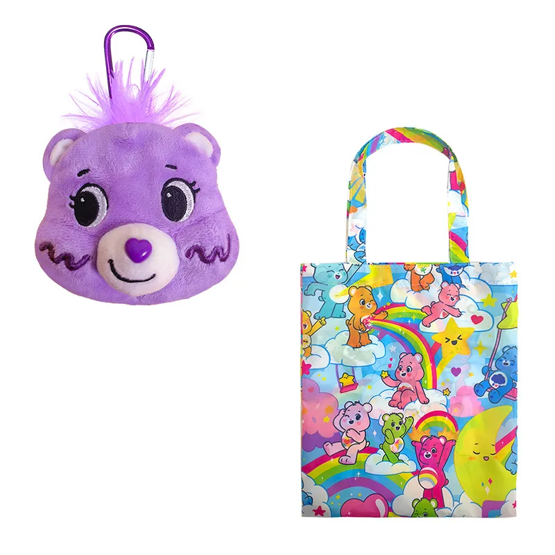 Kawaii arc-en-ciel ours porte-monnaie porte-clés Anime Carebears pendentif en peluche dessin animé enfant portefeuille en peluche mignon fille sac à dos pendentif cadeau