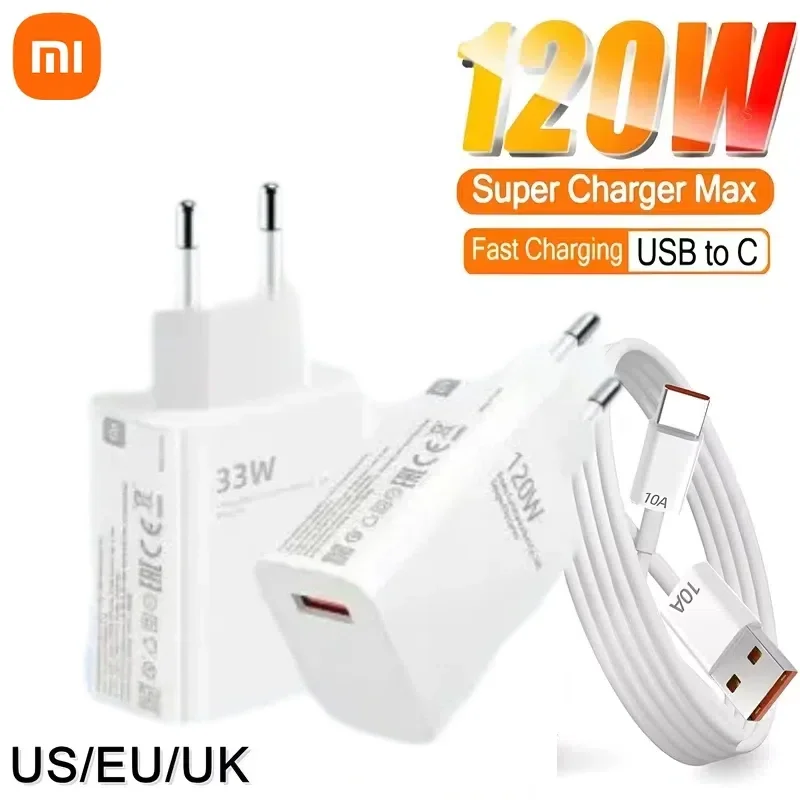 Xiaomi 120W Fast Charger Type C Quick Charge 3.0 USB Charger EU US Adapter For IPhone Samsung PD Phone Charger Fast Charging