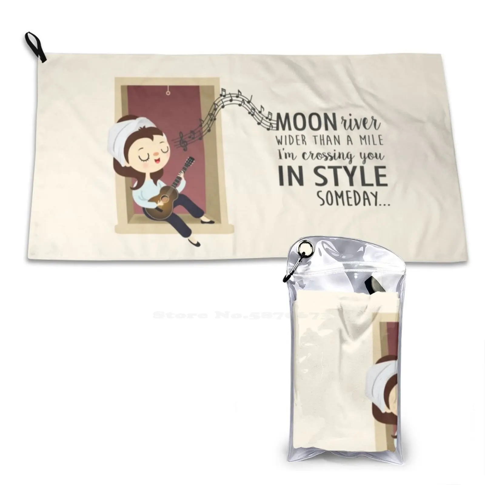 速乾性ビーチタオル、月の川の小銭入れ、無音の朝食用、かわいいソフトタオル