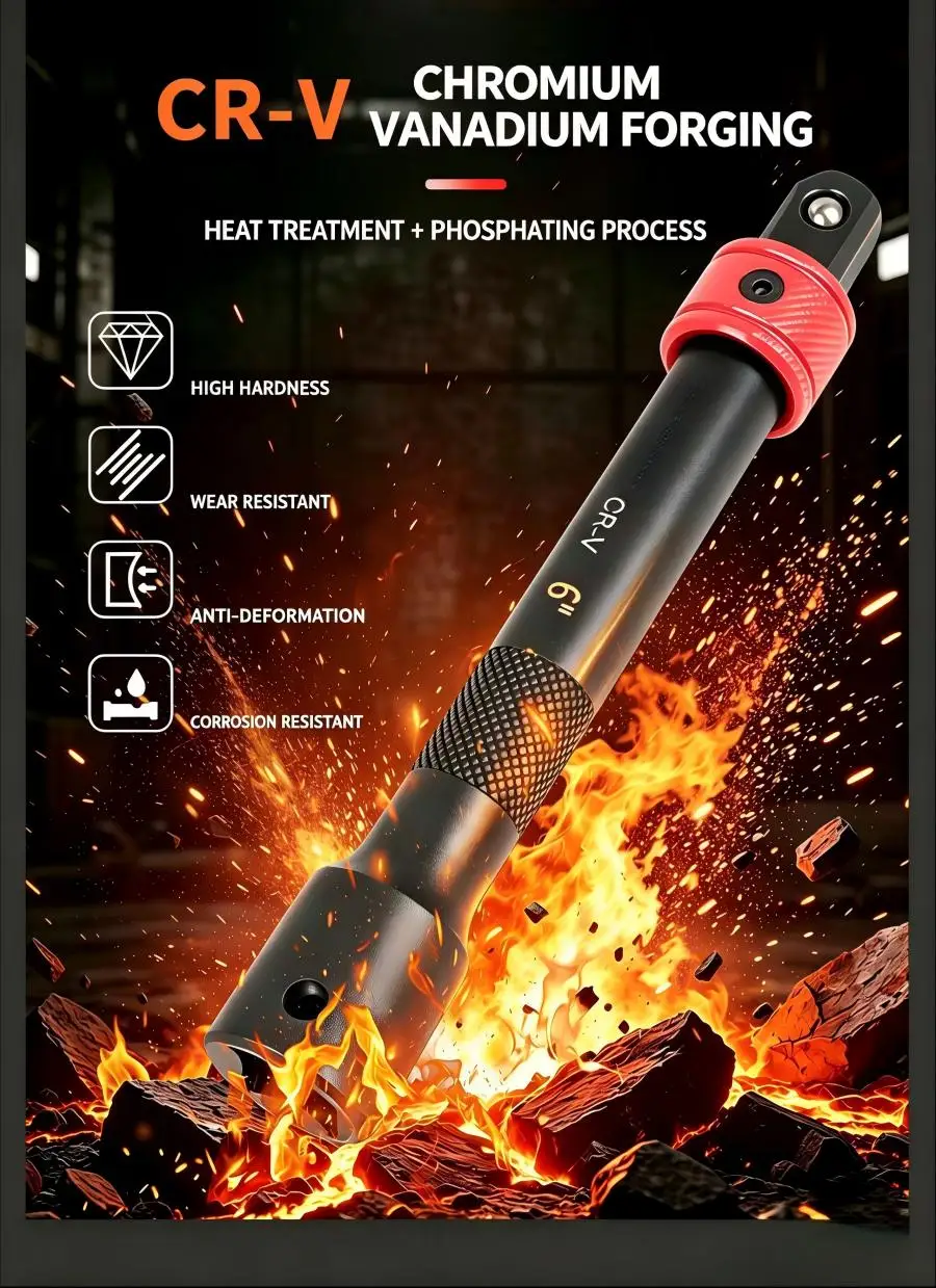 Anti-detachment Socket Wrench Extension Steel Self-Locking Extended Quick Release 1/2 3/8 Joint Rod Extension Bar Set