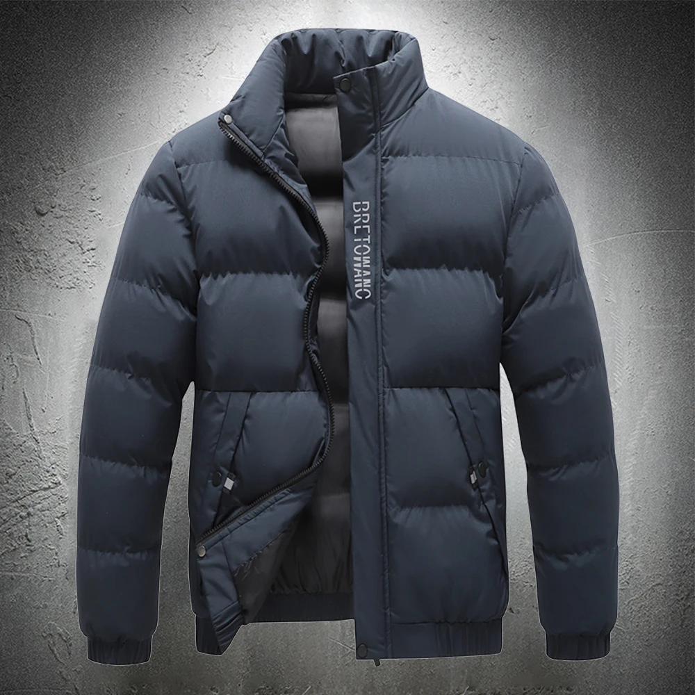 

Men's Autumn Winter Puffer Jackets Fashion Streetwear Long Style No Hat Stand Collar Other Filling Youth Trend