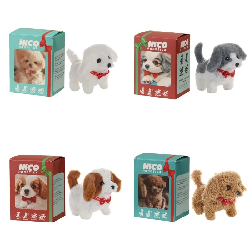 Nieuw elektrisch pluche hondenspeelgoed wandelingen en blaffen, realistisch huisdier voor kinderen interactief cadeau-idee