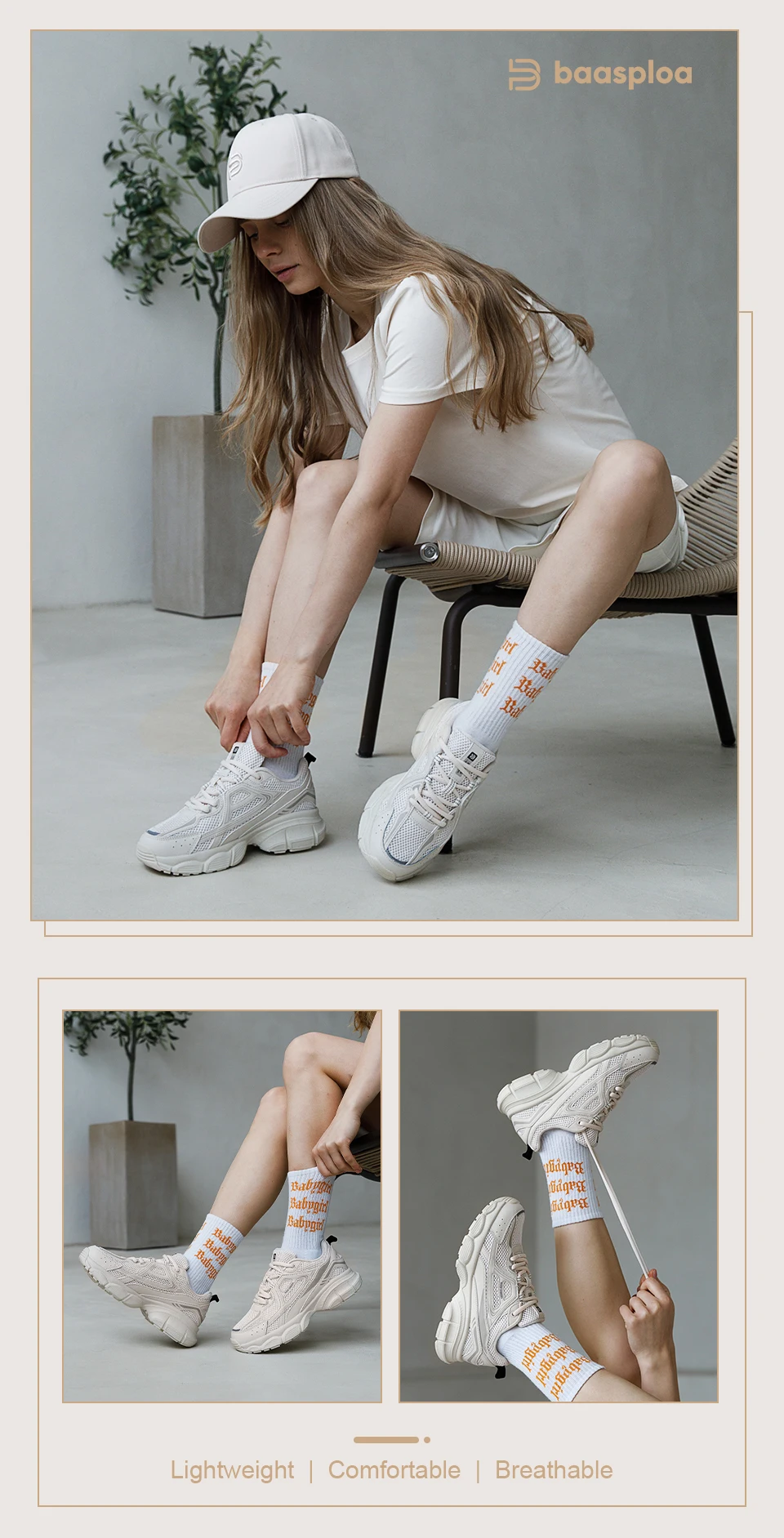 Baasploa Damen-Laufschuhe, modisch, leicht, aus Mesh, rutschfest, Jogging-Sneaker, für Damen, atmungsaktiv, bunt, Freizeitschuhe – Detail 7