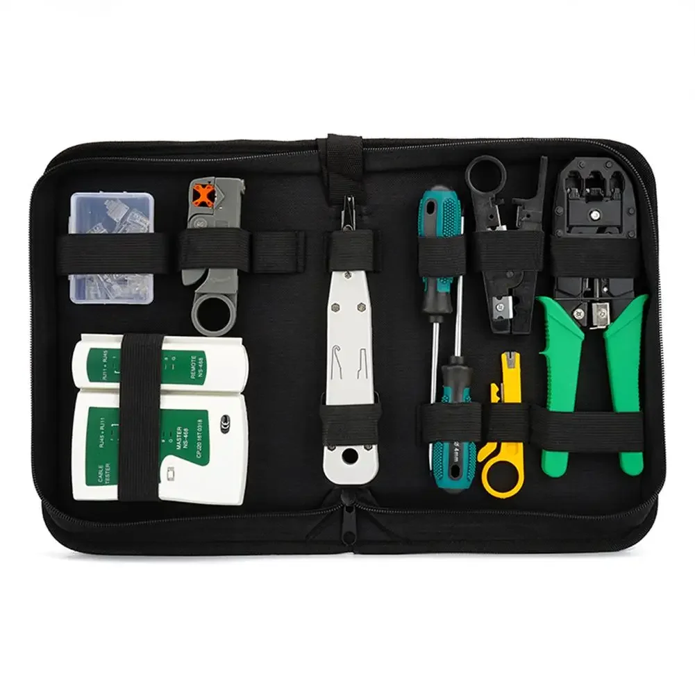 12Pcs/Set Network Repair Tool Kit Stripper Cutter Presser Pliers Ethernet Cable Crimping Tools for RJ11 RJ45 Cat.6