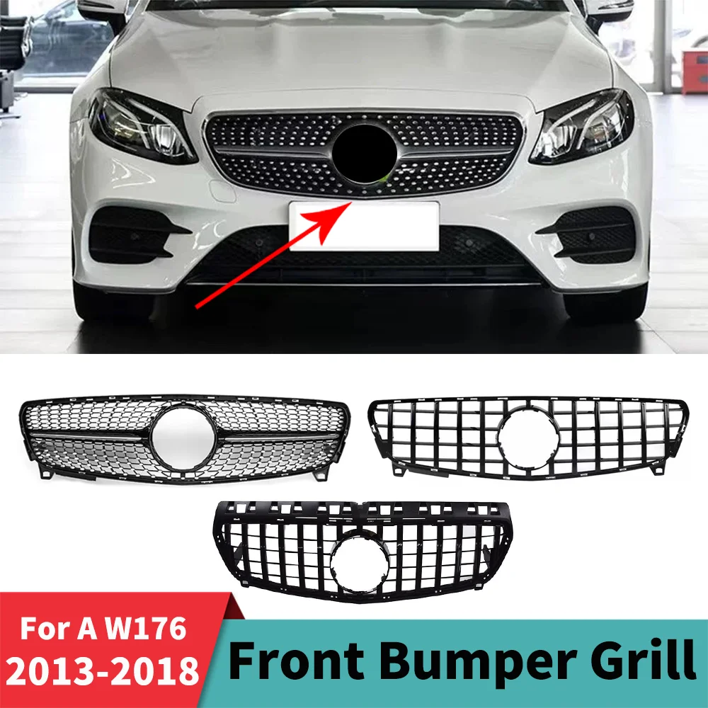 

Center Front Inlet Grille Racing Hood Grill Diamond GT Style For Mercedes Benz A W176 A45 A260 A180 A200 2013-2018 Exterior Part