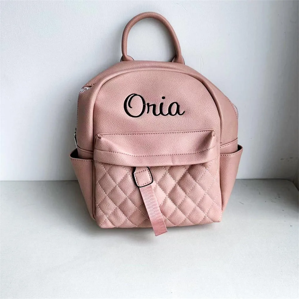 PU Nome Bordado Mochila, Saco Pequeno Personalizado, Moda Feminina, Presente das Senhoras, Alta Qualidade, Meninas, Ao Ar Livre