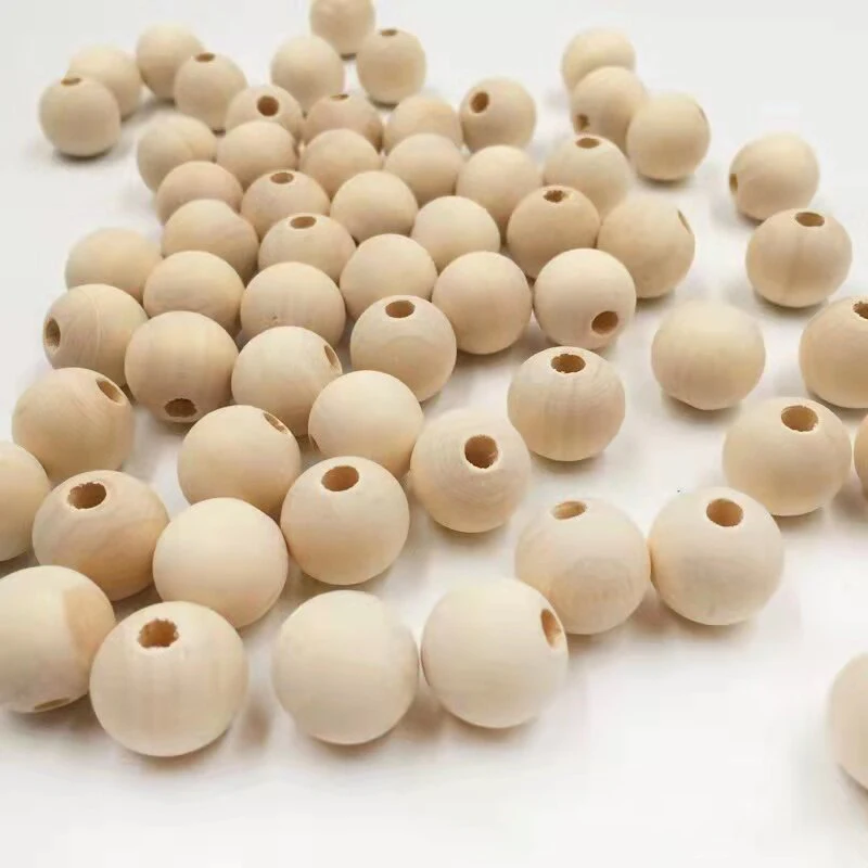 

Solid Through-hole Wooden ball Round Natural Wood Loose Big Hole Beads For DIY Crafts Woodcraft DIY Making 1~200pcs 4~50mm