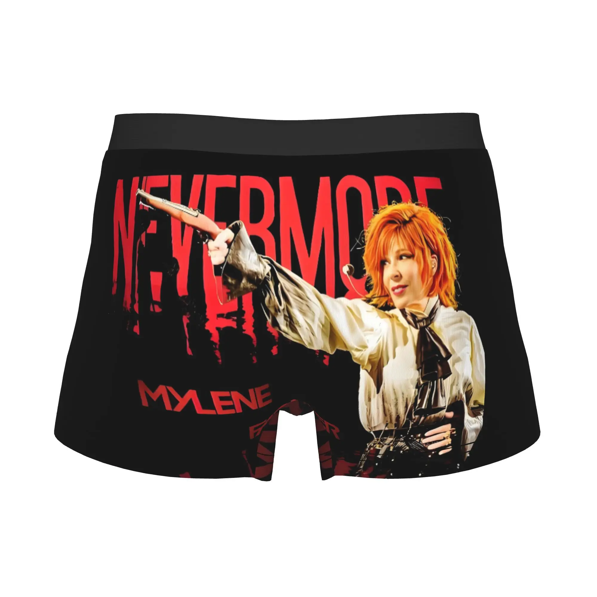 French singer Boxer Shorts For Men 3D Print Famous Mylene Farmer Underwear Panties Briefs Soft Underpants