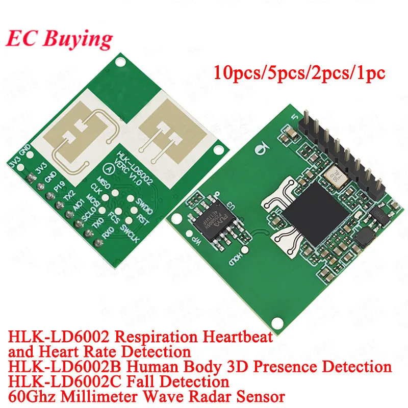 60GHz HLK-LD6002 LD6002B LD6002C 60G FMCW Radar Sensor Module Human Respiratory Alarm Heart Rate Fetection Fall Breath Detection