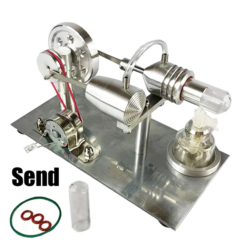 Hot Air Stirling Engine Alternator Aluminum Alloy External Combustion Engine Physics Science Educational Toy Collection Gift