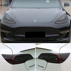 Para Tesla Model 3 Y 2017-2023 TPU faro ennegrecido luz trasera antiniebla película protectora modificación películas que cambian de Color negro