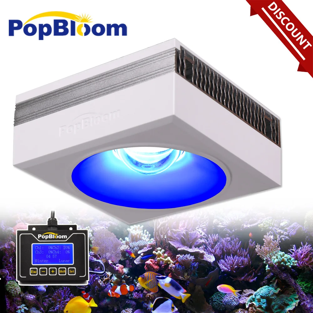 

PopBloom-RS90 Marine Aquarium LED Light Programmable LED Aquarium Lamp for 40-60cm Saltwater Coral Reef Fish Tanks And Aquariums