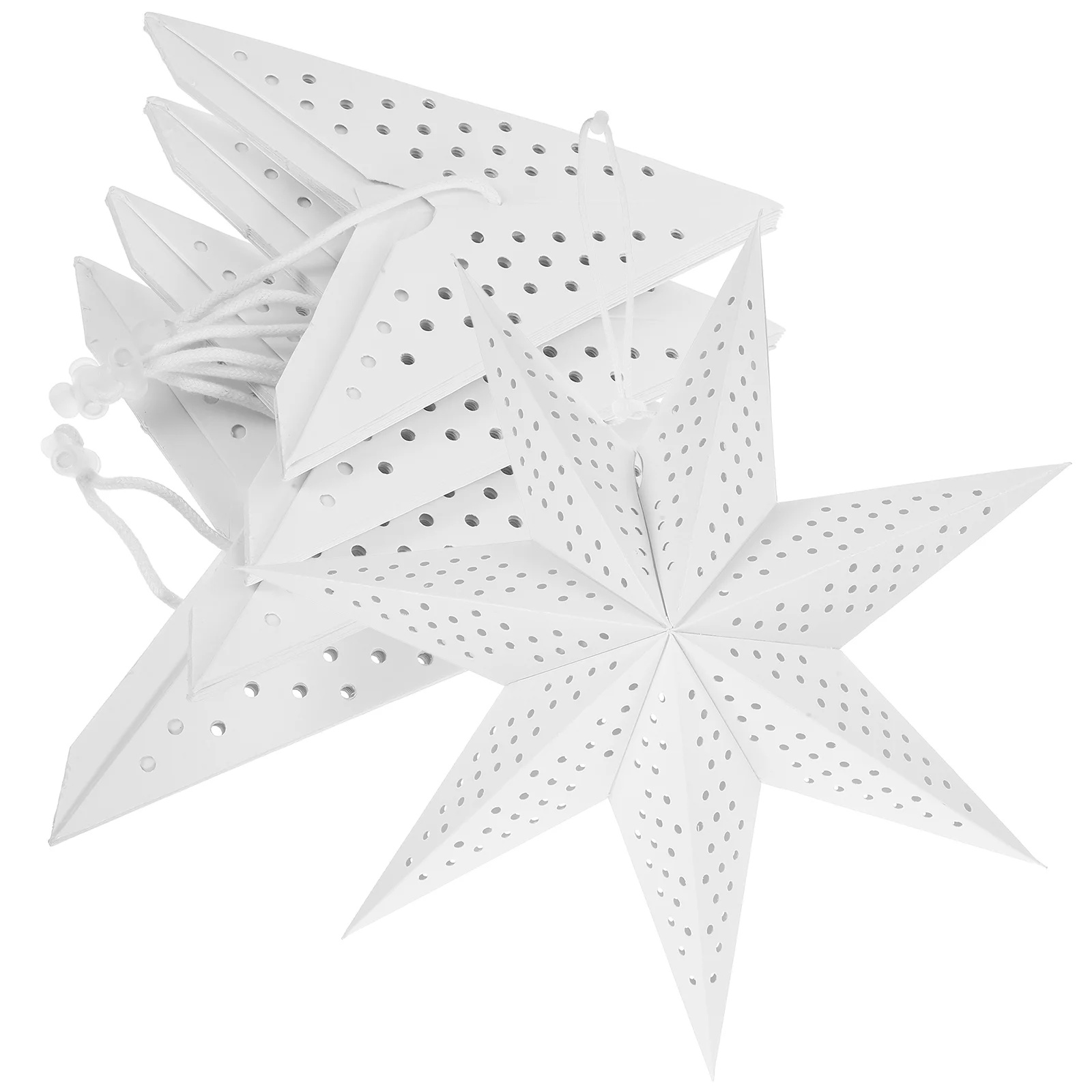 5 ชิ้น Light up Hollow Out Star ตกแต่งโคมไฟกระดาษตกแต่ง 3d ดาวโคมระย้าสีขาว