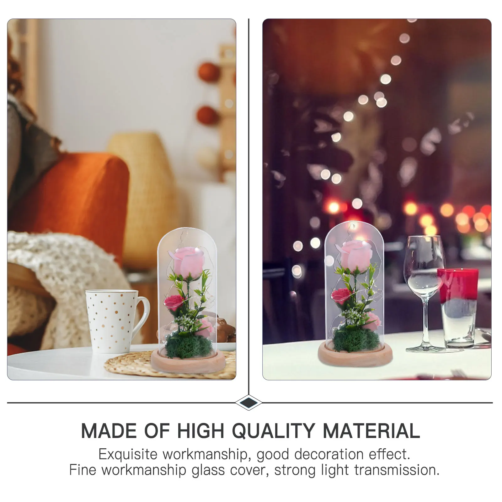 

Romantic Artificial Rose Lamp Night Light Glass Cover Exquisite Decoration Sturdy Bright Color High Quality Valentine'S