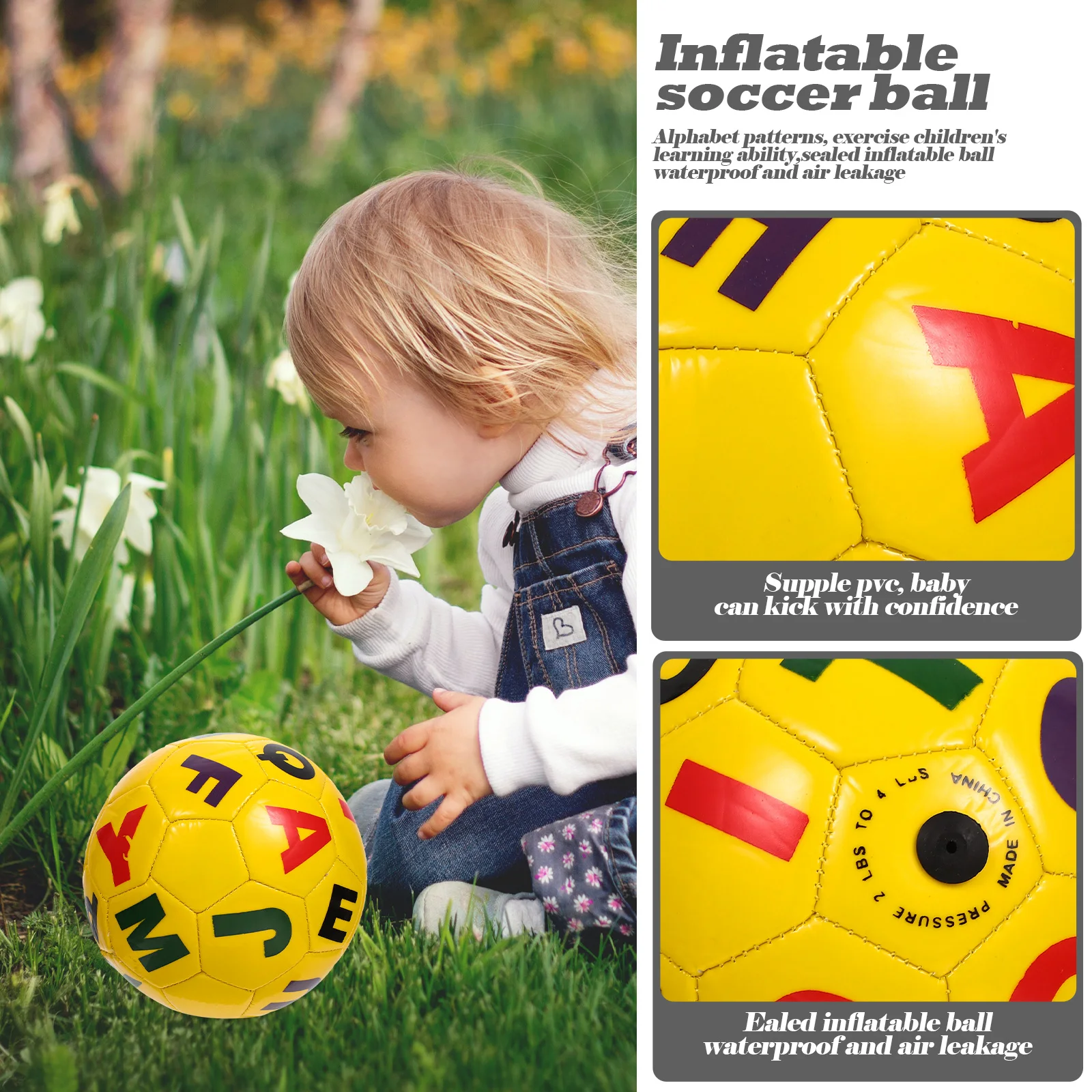 

Lightweight Inflatable Soccer Ball For -Resistant Pvc Toddler Plaything With English Letters Educational Balls Outdoor