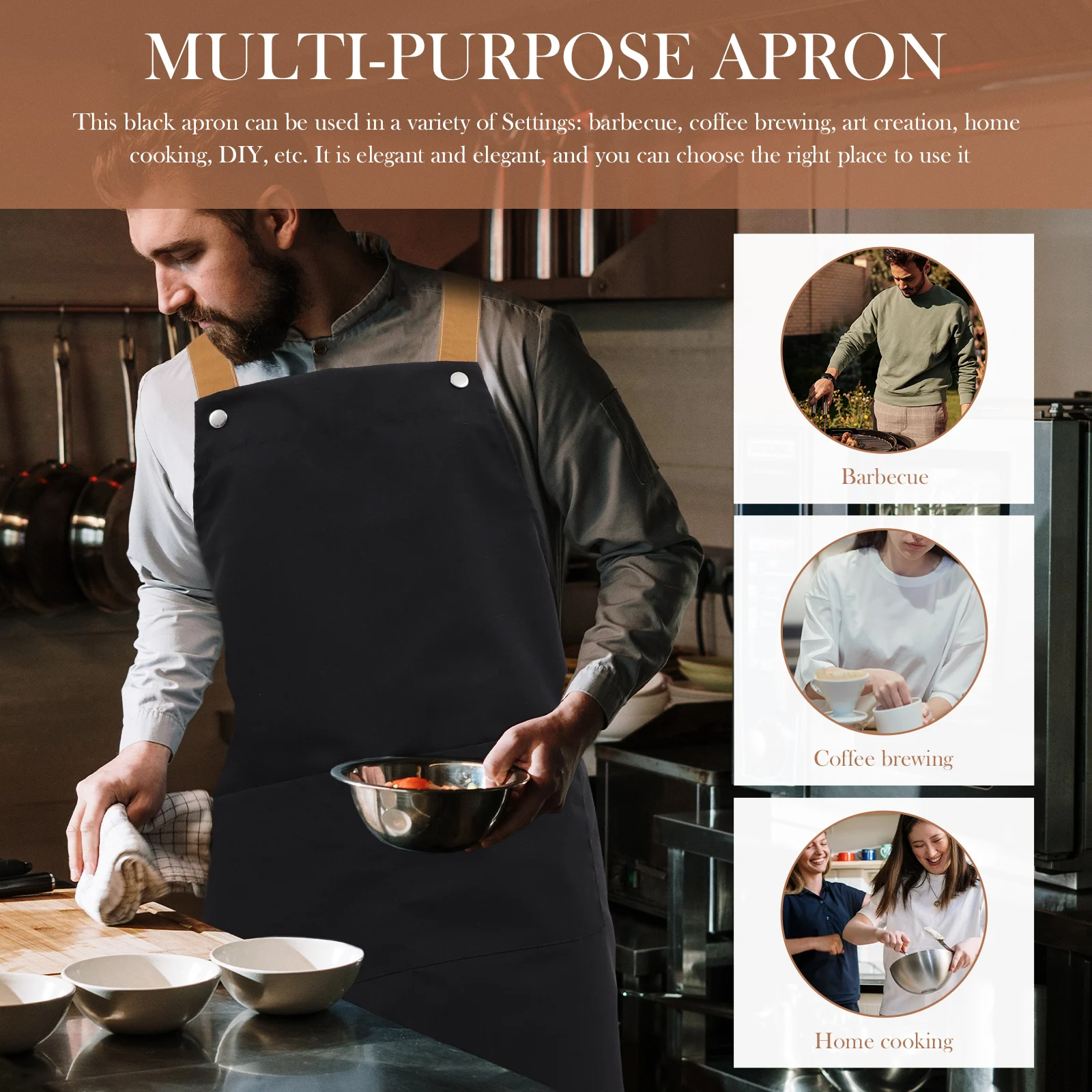 

2Pcs Kitchen Chef Waterproof Unisex Cooking Supply Premium Chef Apron Material Pocket