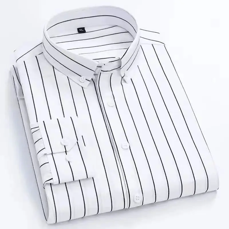 Brand New Men\'s Striped Dress Shirt with Long Sleeve for Business and Casual Wear,Plaid Shirt for Men\'s Formal and Casual Outfit