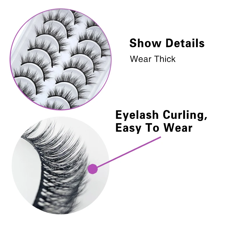 DEVOSERVICE Lashes 10pairs Natural False Eyelashes 3D Sexy Mink Lashes Extensions False Eyelashes Faux Cils Makeup Wholesale