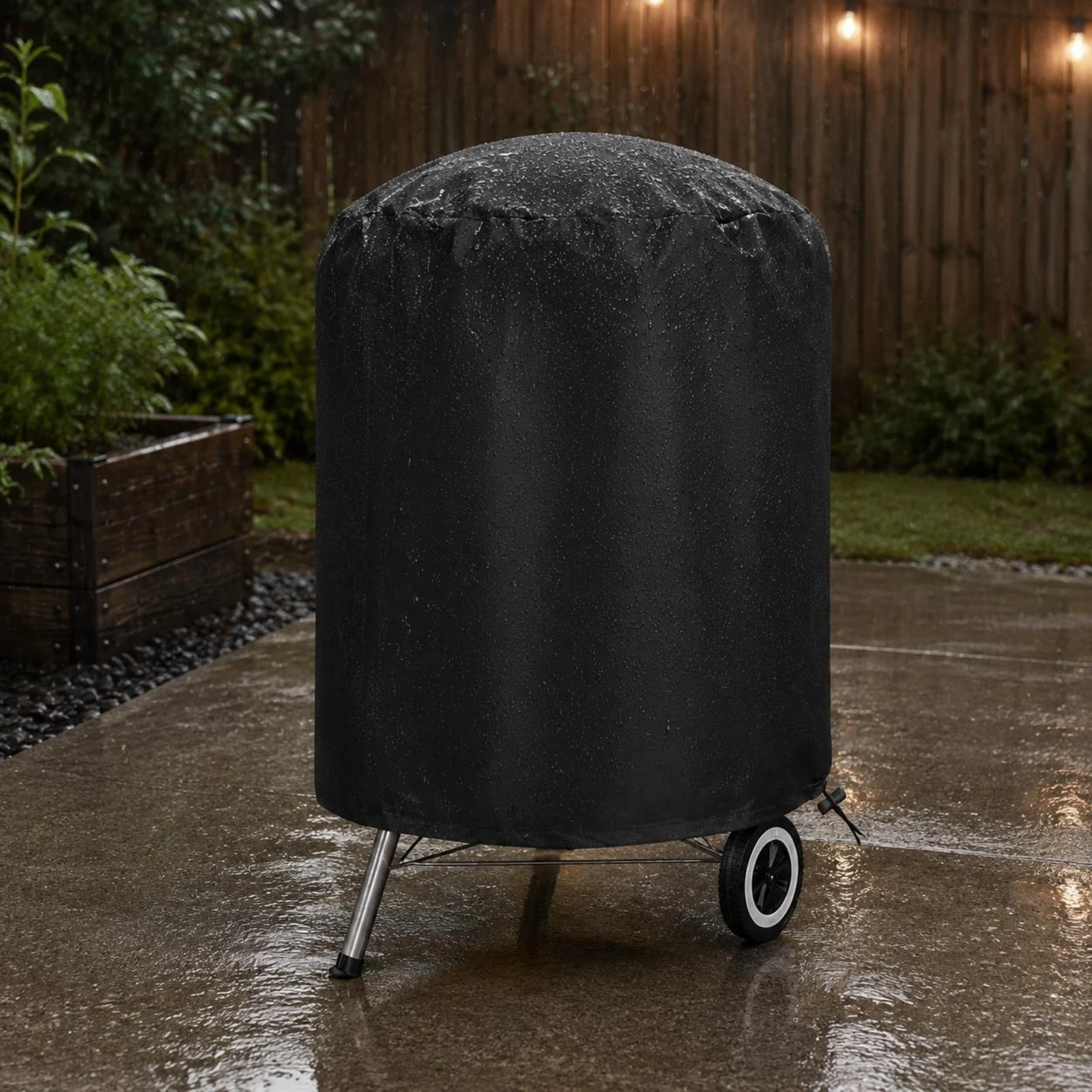 Round Fire Bowl Cover Dustproof Drawstring Grill Cover Fitted Shielding for Outdoor