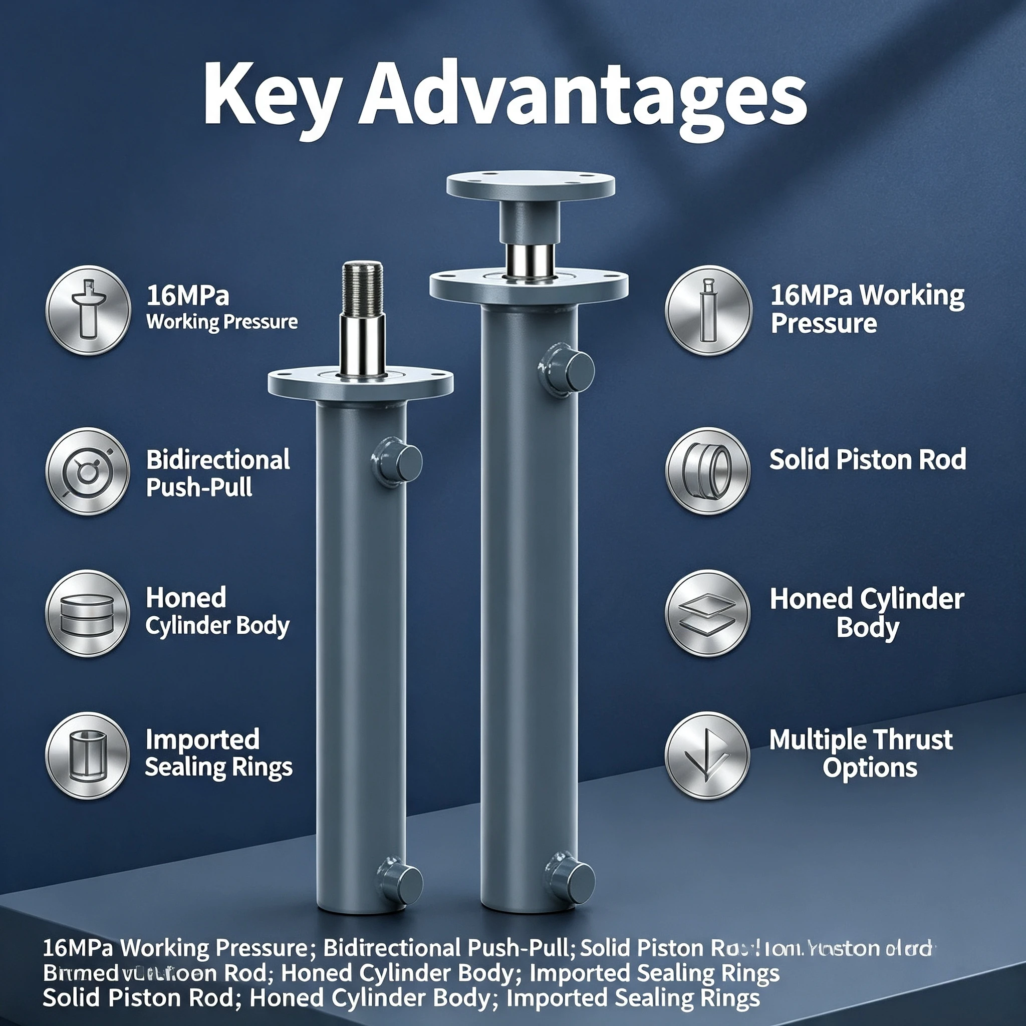 Hydraulic Cylinder 5T Upper Flange Cylinder Complete Two-way Telescopic Packaging Pressure Lift