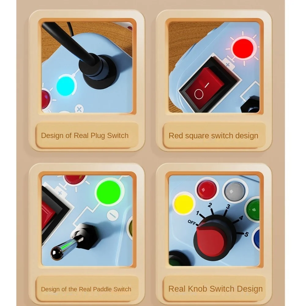 Montessori Busy Board Sensory Educational Buttons Switches Sensory Board Switch with LED Light Preschool Education