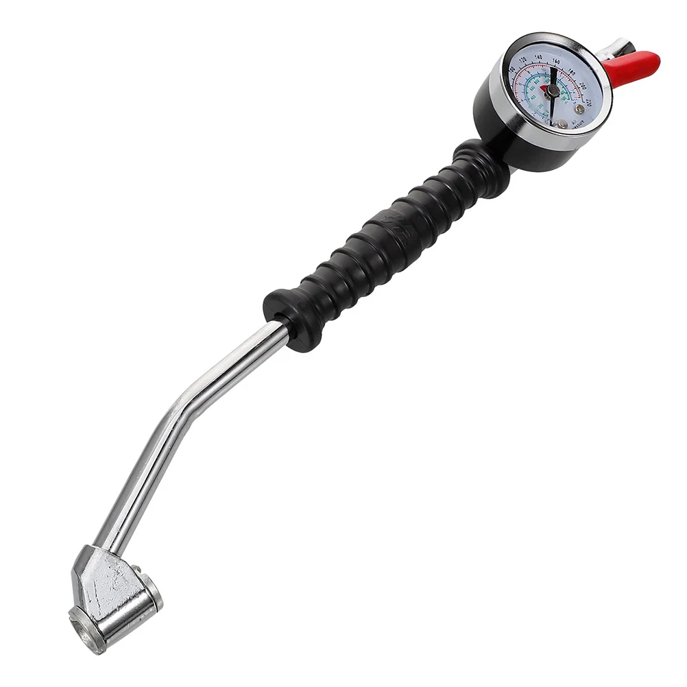 

Heavy Duty Tire Inflator Gauge Extended Nozzle Bent Head Quick Inflation Truck Tires Accurate Pressure Measurement Durable