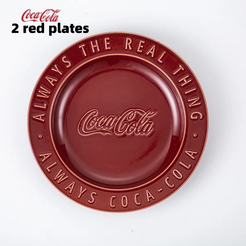 Coca-Cola Retro keramische dinerbord, 22,7 cm, geschikt voor gebruik in de magnetron en de vaatwasser, met reliëf, voor steak, salade, dessert, keuken en eettafel.