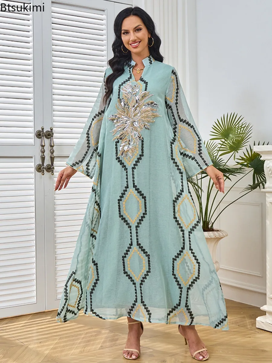 

Muslim Women Luxury Evening Dresses Embroidery Abayas Dubai Jalabiya Ramadan Morocco Kaftan Islam Abaya Vestidos Arab Long Robe