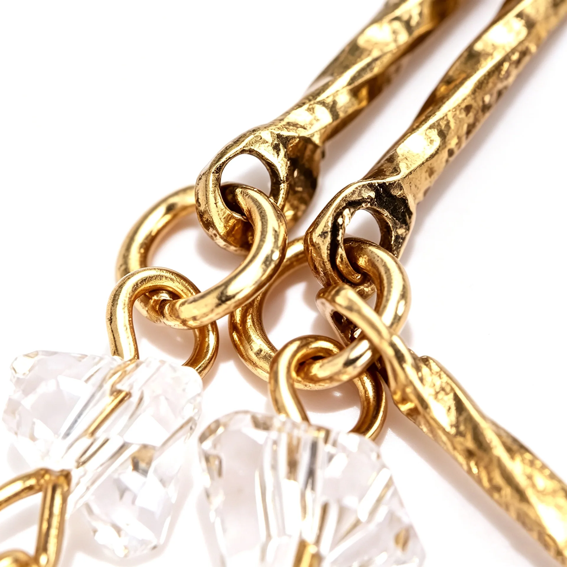 Vintage Gold Metallketten Quasten Ohrringe mit Klaren Kristallen für Damen, Lange Hängeohrringe, Statement-Schmuck Geschenke – Detail 6