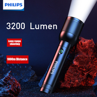 Philips Bright Flashlight 3200 Lumen Rechargeable Flashlights with 4000mAh Battery IP44 Waterproof Camping Light for Outdoors