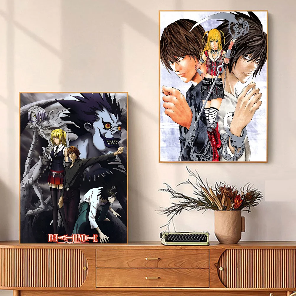 Japanese Classic Anime Death Note Character Anime Posters Sticky Decoracion Painting Wall Art White Kraft Paper Wall Decor view 5