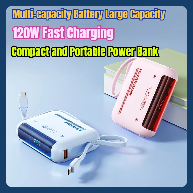 

Multi-capacity Battery Large Capacity 120W Fast Charging with Cable Compact and Portable Power Bank