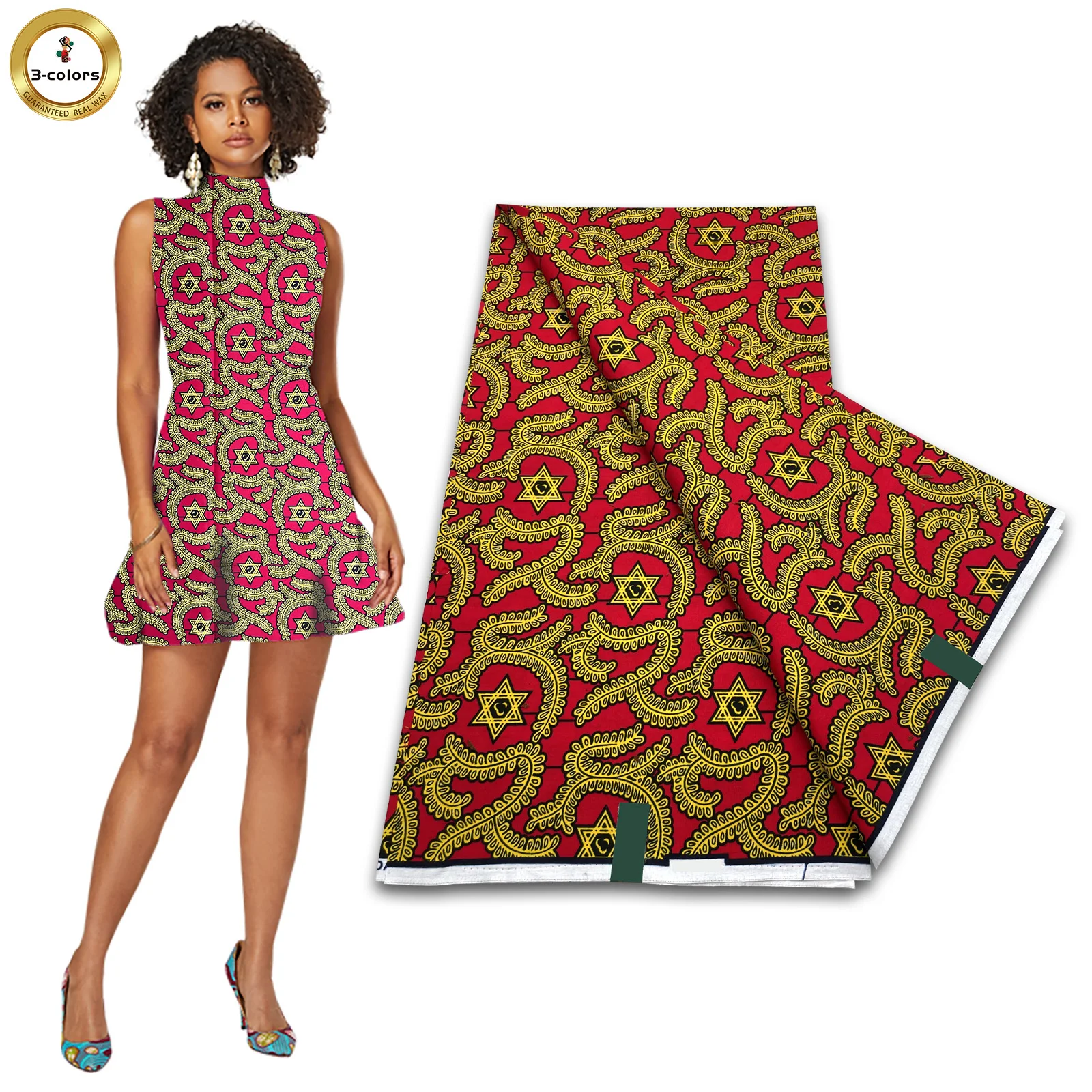 Soft 100% Cotton Real Wax Ankara Fabric Guaranteed High Quality African Wax Print Fabric Women Wedding Dress 6Yards Tissu Pagne