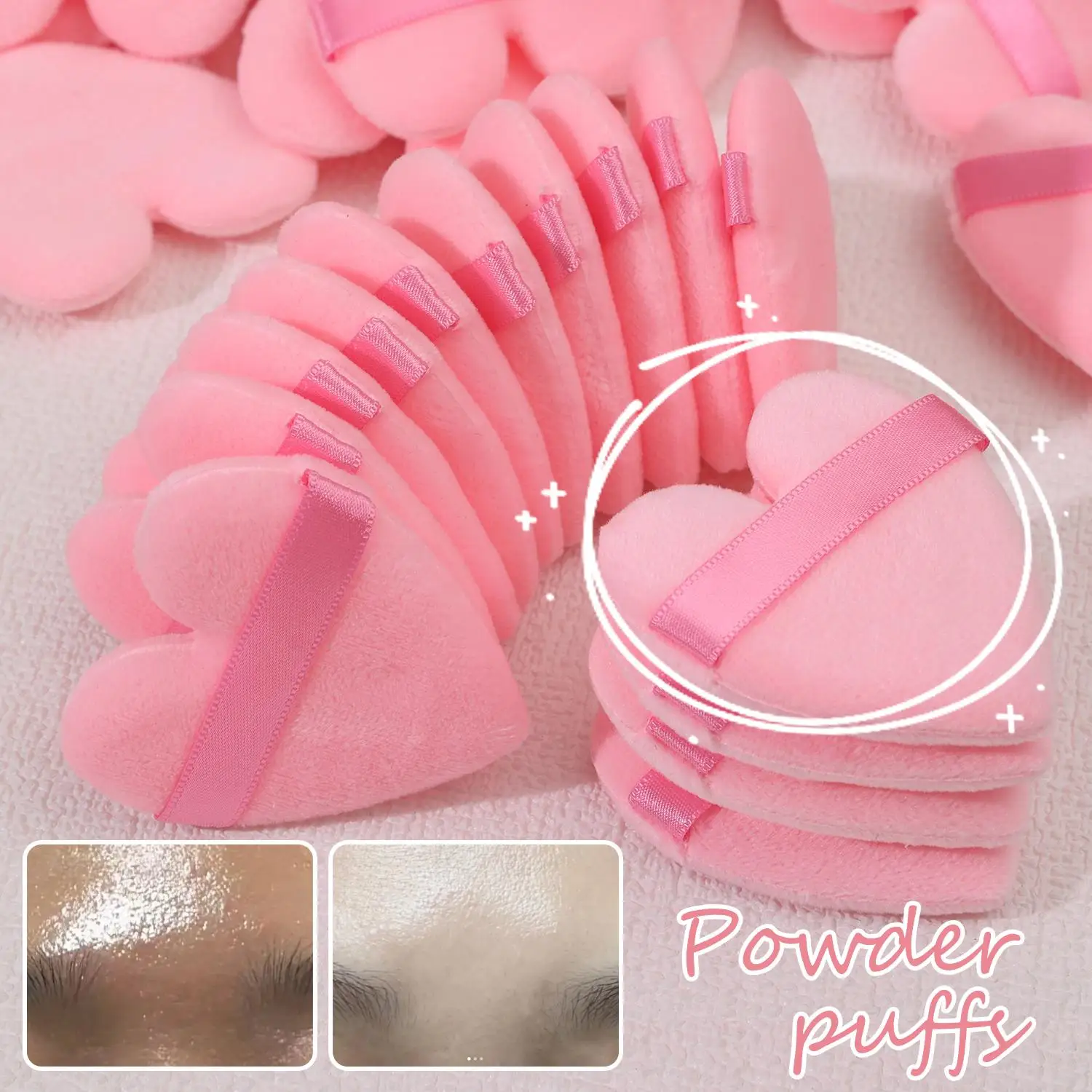 10 unids/set triángulo terciopelo polvo Puff cara cosmética belleza de ojos herramienta de maquillaje esponja reutilizable lavable Mini polvo Puff Accesorios