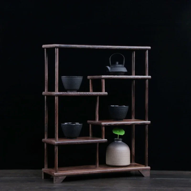 Wenge Wood Tabletop Teapot Tea Set Shelf Chinese Duobaoge Base Bonsai Bracket Kitchen