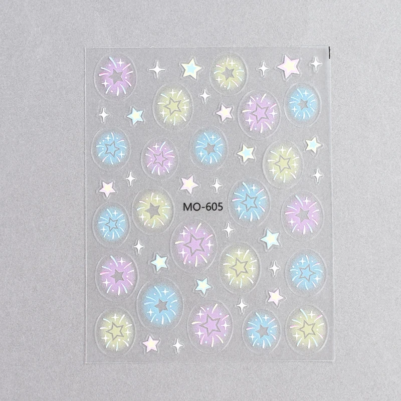 Dopamine Fireworks Nail Art Stickers Romantic Starry Sky Bright Fireworks Adhesive Nail Slider Jewelry Nail Art Sticker