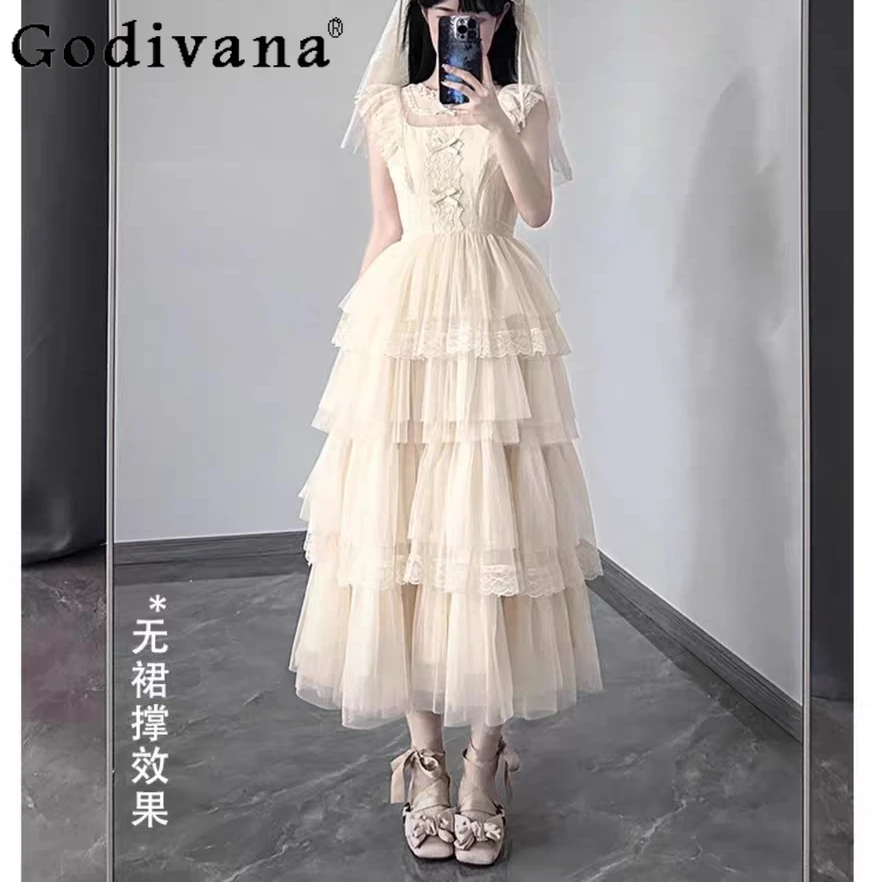 

French Elegant Retro CLA Series Lolita Original Sweet Girl Dress Birthday Coming-of-Age Ceremony Princess Sleeveless Long Dress