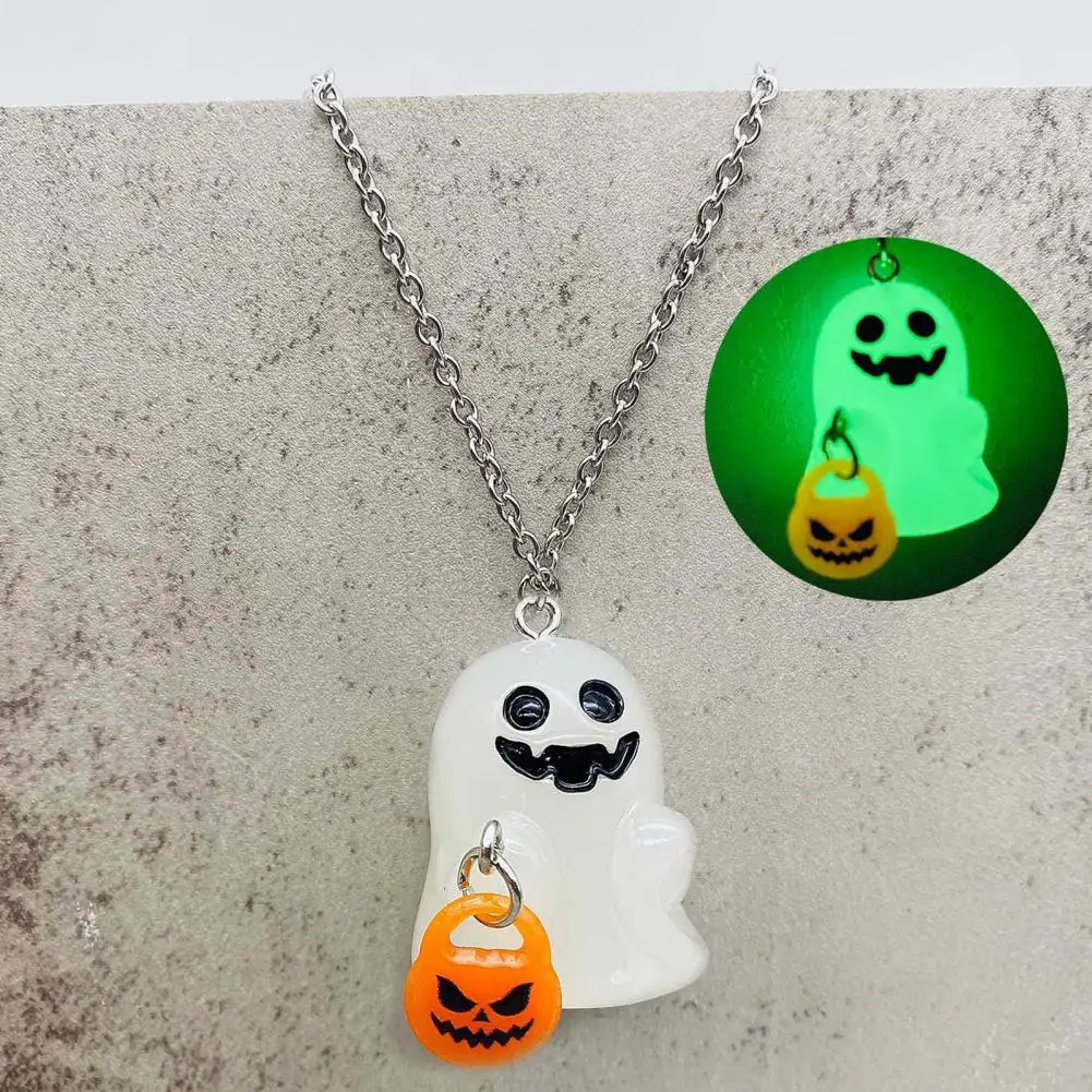 Ghost Earrings Ghost Jewelry Set for Halloween Glow-in-the-dark Necklace Earrings with Cute Resin Ghost Charm A Jar Design