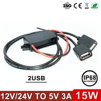 12V24V to 5V 3A15W DC-DC Converter Power Step Down Voltage Supply with Reversing Polarity Protection Car USB Charger Transformer