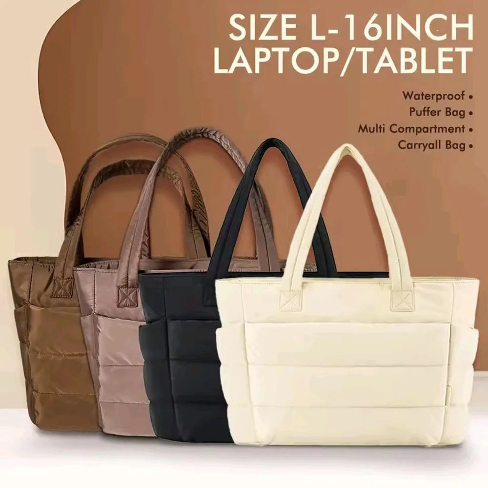 

Down cotton women's shoulder bag, laptop bag, handbag, tote bag, large capacity cloud bag，fresh and sweet