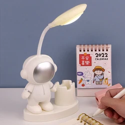 Criativo Cute Astronaut Flexible LED Study Desk Lamp com Lápis Sharpener, Bedside Color, Ajustar Abajur para Crianças e Estudantes Quarto