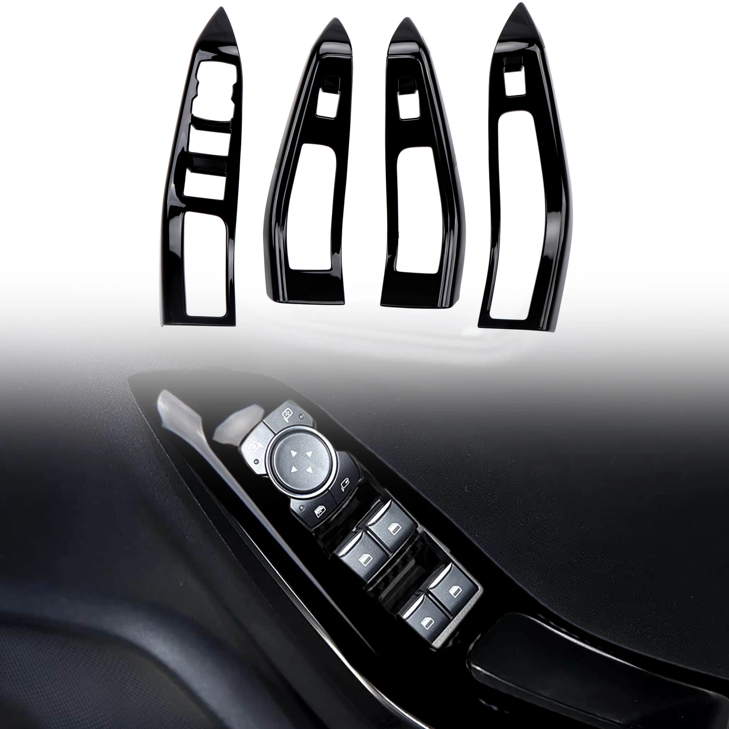 

For Ford Puma 2019-2026 RHD Car Accessories Window Rise Lift Control Switch Panel Cover Trim ABS Glossy Black 4PCS