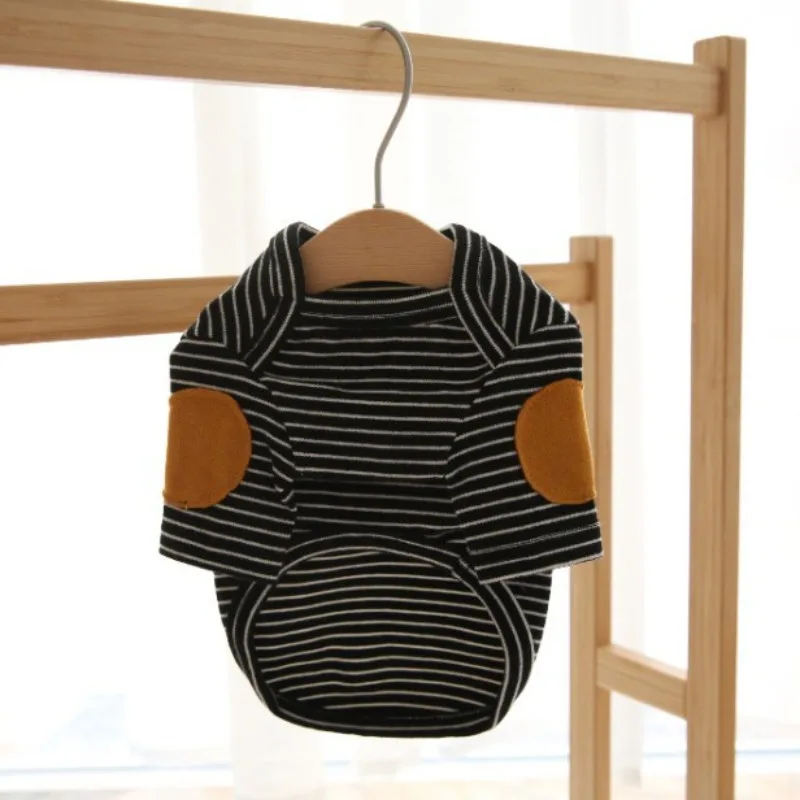 Puppy Striped Bottom Shirt Pet Dog Summer Clothes Thin Teddy T-Shirt Pomeranian Soft Two Legs Clothes Fashion Pet Vest
