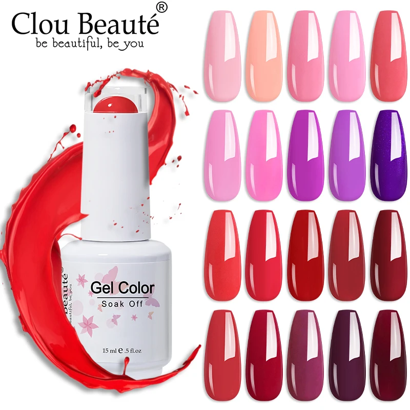 Clou beaute 15ml rote Farbe vernis semi permanenter UV-Lack Gel Nagellack Nägel Kunst Gel Maniküre Design Top Base Hybrid Nägel