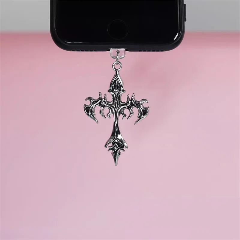 Alloy Cross Mobile Phone Anti-Dust Plug For iPhone Samsung Huawei Type C Android Charging Port Protectors Dustplugs Accessories view 4