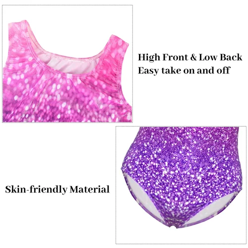 Imagen 2 del producto Leotardos de gimnasia para niñas, ropa de baile sin mangas con pantalones cortos a juego, diadema para niños
