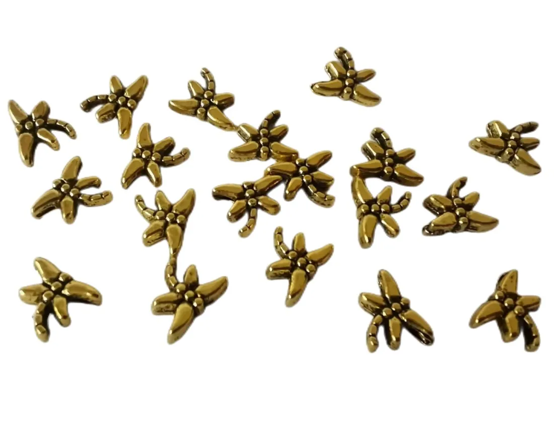 750Pcs Antiqued silver gold metal tiny dragonfly spacer beads A3 for jewelry making