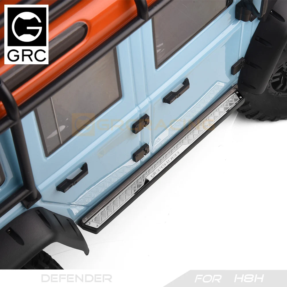 GRC1/8 Stainless Steel Side Pedal Decoration Chequered Plates Metal Protection Sheets for H8H Defender upgrade option #G190JS/JD - Image 5